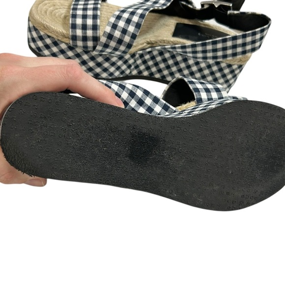 Rag & Bone Checkered Gingham Ankle Strap Megan Platform Sandals 7.5 Blue White - Picture 15 of 16